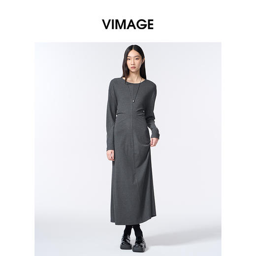 VIMAGE纬漫纪收腰显瘦秋冬新款连衣裙长裙V2407109 商品图1