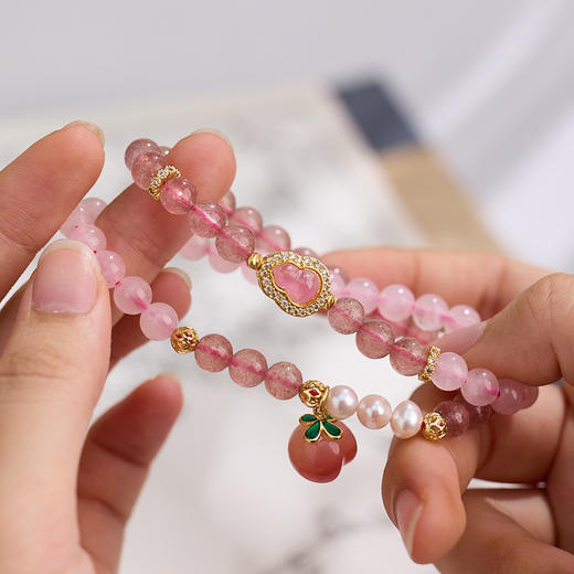 【普陀山】草莓粉晶手串-美好佳缘 商品图1