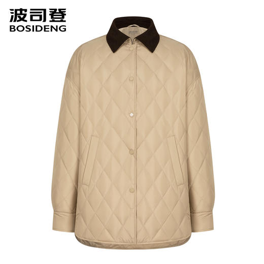 波司登轻薄羽绒服女2025新款时尚复古巴恩风衬衫领外套B250135334 商品图1