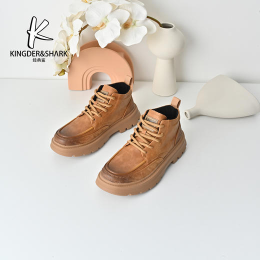 经典鲨2025年冬季专柜新款男士百搭圆头系带潮酷时尚单里马丁靴棉鞋KF20-555051 商品图1