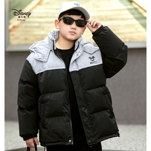 优选丨Disney/迪士尼男童撞色保暖新款羽绒服连帽外套55153 商品图3