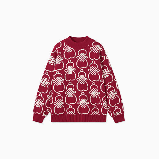 【MQD】【拜年服】男大童冬季喜庆满版潮酷休闲新年半高领毛衣 商品图5