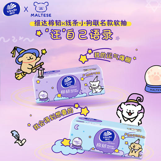 Vinda维达 线条小狗联名棉韧立体美压花抽纸3层100抽*20包M码 RW-MT100C20C 商品图2