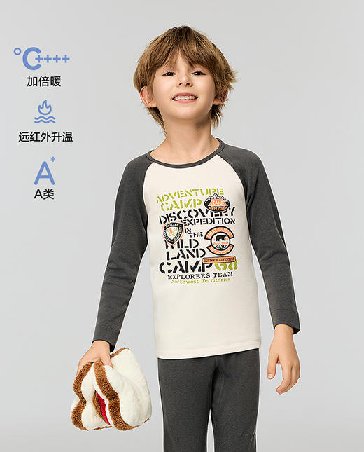【春上新】8楼爱慕儿童Aimer Kids男孩25AW暖阳露营时光双层圆领长袖AK272J812，吊牌价499元 商品图0