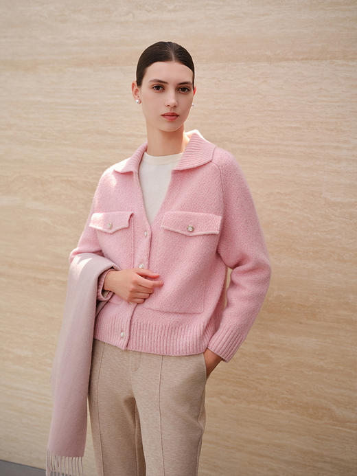 【羊绒+桑蚕丝开衫外套】羊绒世家秋冬新品女士针织款开衫外套 商品图2