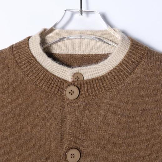 72111SDSA男士秋冬新款痞帅男装极简风撞色拼接假两件毛衣开衫针织衫 商品图2