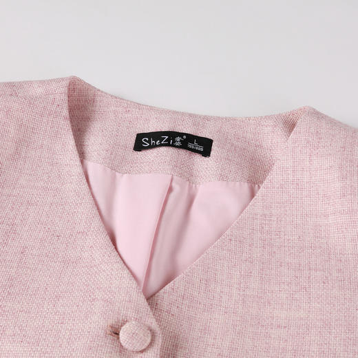 奢姿大码女装2025秋季胖妹妹时尚蕾丝设计V领外套百褶裙两件套装9953990638AB 商品图2