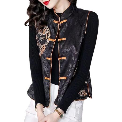 雀说刺绣唐装马甲短款国潮复古百搭中国风显坎肩显瘦外套AL2405 商品图4