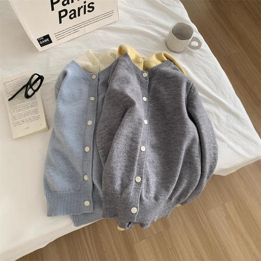 2025早秋新款！假两件拼色连帽针织开衫女宽松软糯慵懒风女上衣开衫！ 商品图4