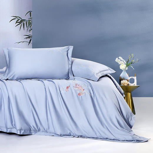 富安娜 国风60支长绒棉高档四件套相依.星辰引230*229cm 8110062504165 商品图2