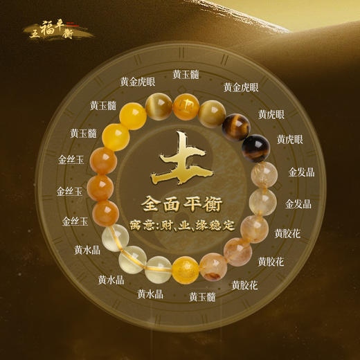 【祈愿吉品】木火土金水 - 五福平衡互济水晶手链 木火土金水 （已搭配和谐，分男女款一定注意！） 商品图2