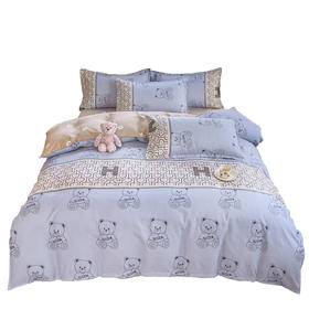 罗曼罗兰 加厚磨毛印花四件套嘟嘟熊200*230cm 6925314751803