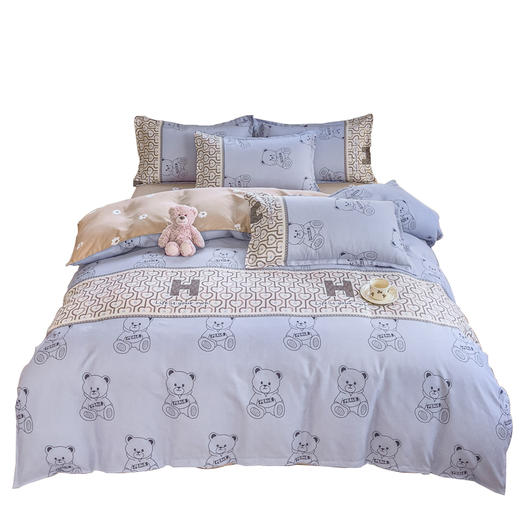 罗曼罗兰 加厚磨毛印花四件套嘟嘟熊200*230cm 6925314751803 商品图0