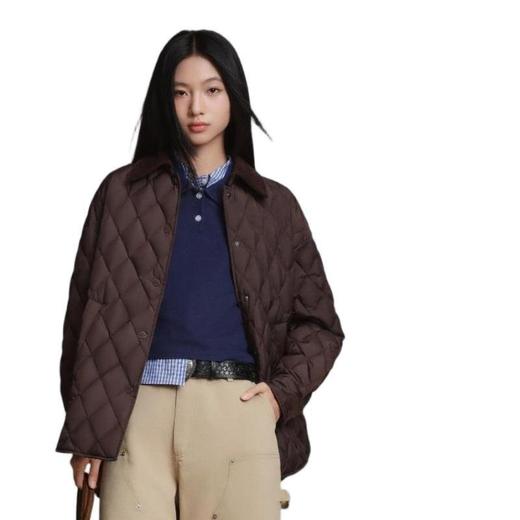 波司登 女翻领菱形格一手长羽绒服 B250135334 商品图2