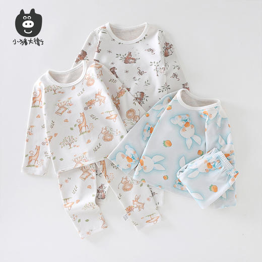 小猪大卫羊毛蚕丝套装秋冬季家居服男女童秋衣秋裤90-120 商品图1