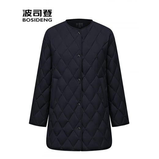 波司登2025秋新款中长款女士鹅绒小香风可拆卸领羽绒服B250134156 商品图0