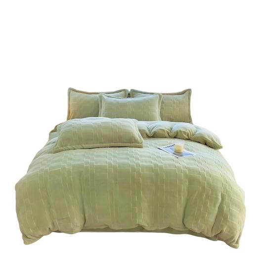 彼加曼 6D全消光皮草绒保暖四件套-豆绿200*230cm BGM-T2536 商品图0