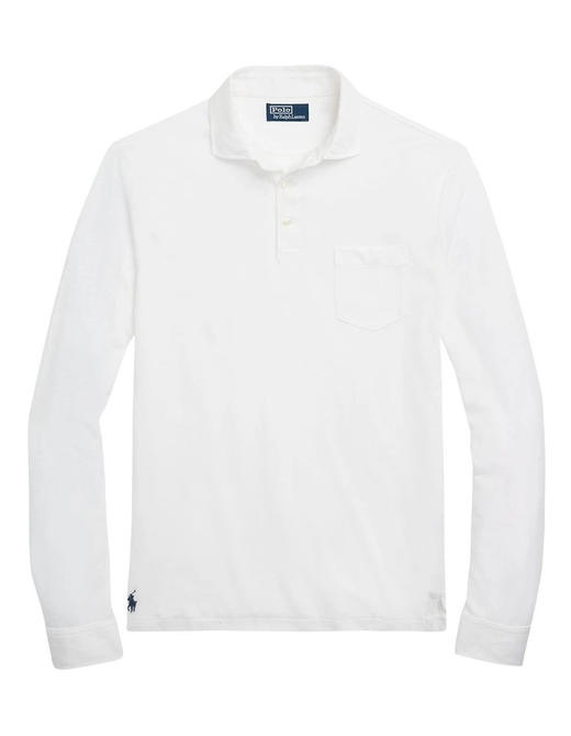 R.L 复古水洗做旧 翻领全棉针织长袖POLO衫 CX229 商品图3