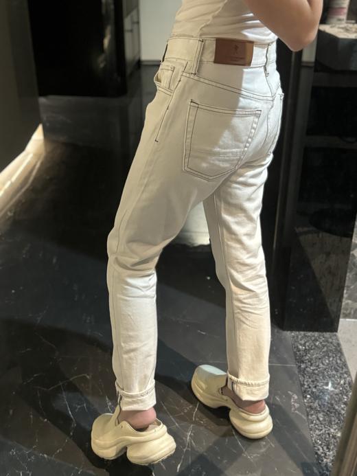 男女同款 白色牛仔显瘦窄版中低腰直筒裤（蕾姐穿29码宽松） 商品图3
