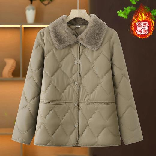 冬季【妈妈装轻薄水洗皮衣棉服】中老年女装大码 宽松毛领上衣保暖小棉衣  商品图2