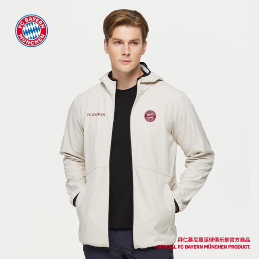 【官方正版】拜仁足球俱乐部丨米白色拉链外套运动休闲长袖上衣 商品图2