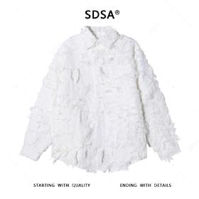 SDSA男士秋冬新款痞帅男装潮牌重工流苏纯色纽扣翻领长袖衬衫百搭