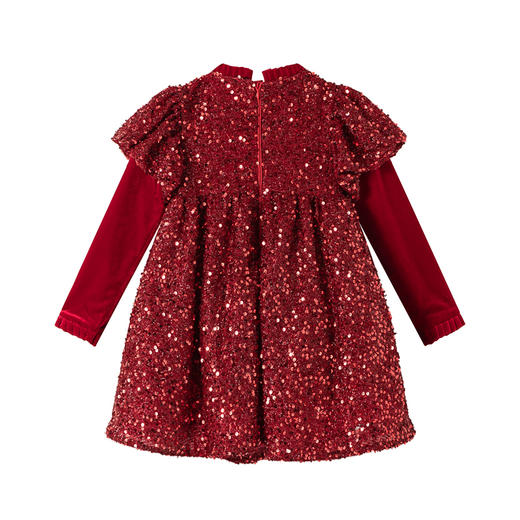 【秒】【MQD】【特】女大童冬季新款时尚个性可拆卸蝴蝶结公主风长袖礼服裙 商品图4