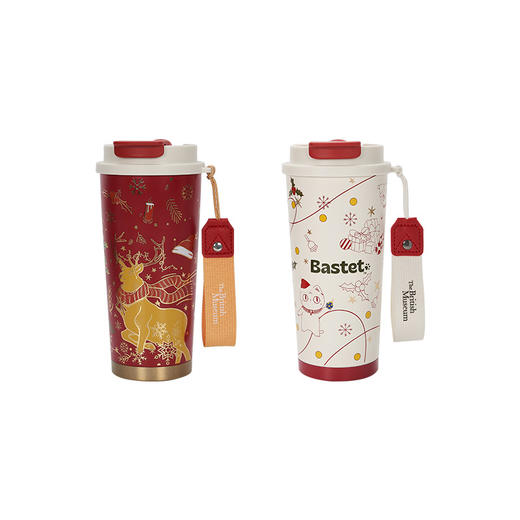 大英博物馆 麋鹿系列 盖亚·巴斯特系列 500ml 圣诞祝福 便携咖啡保温杯 商品图5