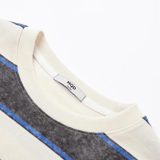 【MQD】男童25春学院风条纹中大童运动休闲圆领套头卫衣 商品图2