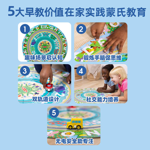 *美国Melissa&Doug圆形海岸探险互动游戏地板拼图套组（纸质+2辆轨道小车）儿童幼儿拼图益智玩具 商品图2