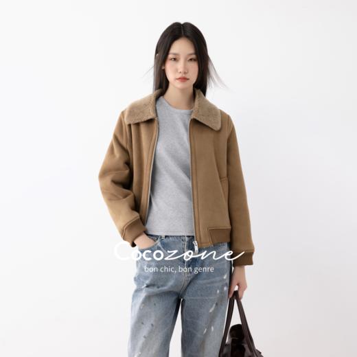 COCO ZONE 冬季复古美式拼接翻领保暖外套 CC2D3074 商品图0