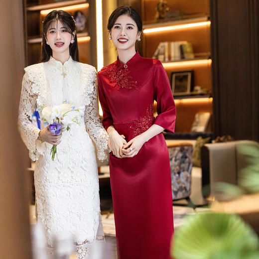 LHS 69273妈妈礼服喜婆婆婚宴装旗袍连衣裙 商品图2