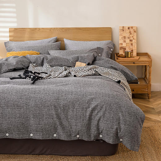 無印良品 纯棉双面保暖磨云雾灰 毛四件套 MJ-T2024-0293-1 商品图1