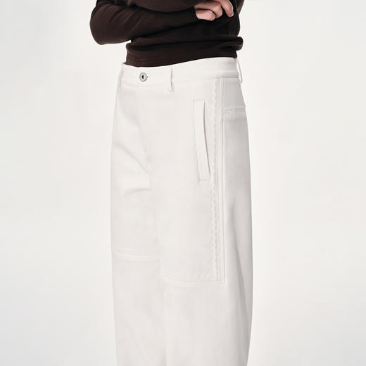 NUTH 白色拼接宽松显瘦直筒休闲裤女 商品图6