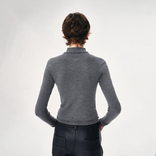 NUTH 100%绵羊毛高领修身正肩打底针织衫女 商品图4