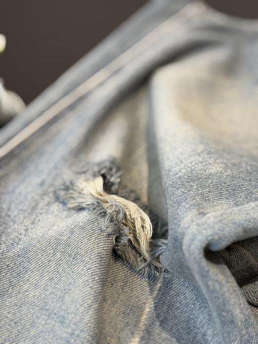 会员福利【高阶感+小个子天菜】拉夏贝尔/La Chapelle美式复古破洞牛仔裤女时尚设计感水洗直筒九分裤 商品图5