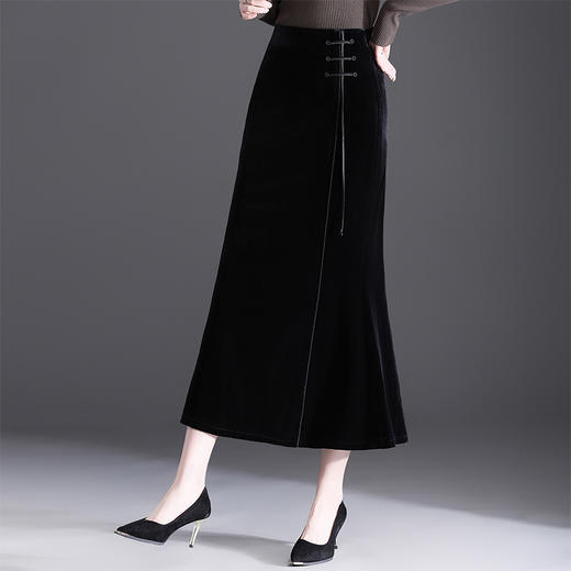 QYM 7110-Y金丝绒国风鱼尾裙时尚包臀裙半身裙 商品图1