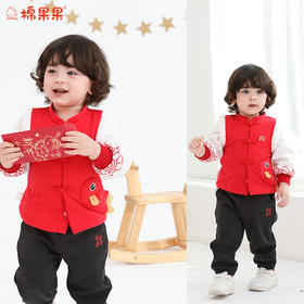 棉果果冬季新品新年款中国红喜庆节日氛围男童女童夹棉中国风夹棉外套M502100825781
