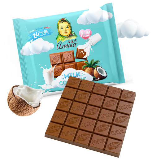 爱莲巧椰子片牛奶巧克力制品70g 商品图3