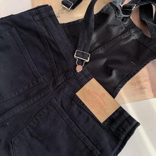 男女同款黑色宽松牛仔背带裤（蕾姐S参考 波哥穿M码） 商品图6