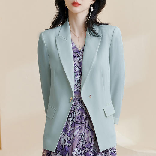 剩S/M 别致七分袖醋酸西服知性职业小西装外套女0824 商品图5