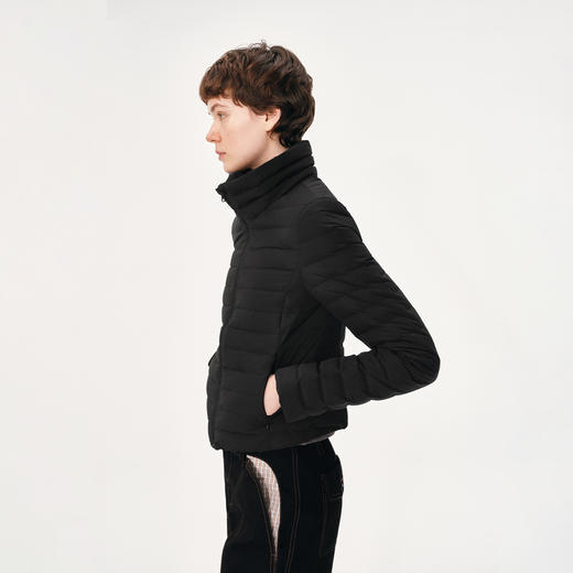 NUTH 90白鸭绒可拆卸毛领修身短款羽绒服保暖厚外套女 黑色（发货时间同步天猫） 商品图5
