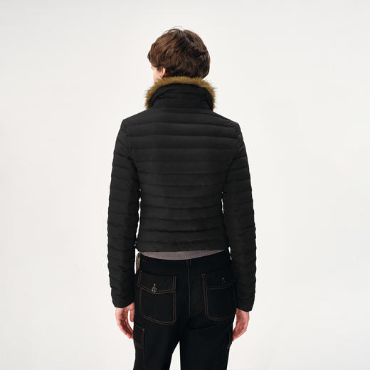 NUTH 90白鸭绒可拆卸毛领修身短款羽绒服保暖厚外套女 黑色（发货时间同步天猫） 商品图4