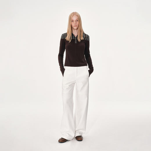 NUTH 白色拼接宽松显瘦直筒休闲裤女 商品图4