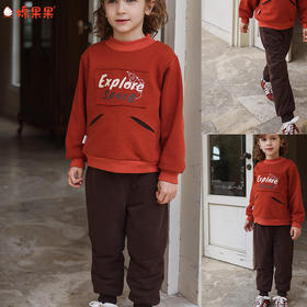 棉果果冬季新品男童卡其色复合羊羔绒保暖加厚针织加绒长裤M402200425757