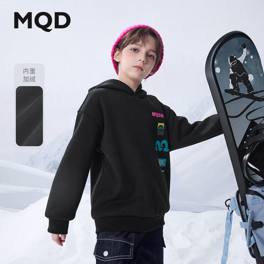 【MQD】冬季男大童学院风卡通加绒休闲连帽卫衣 商品图0