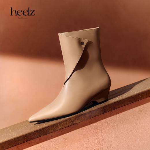 heelz设计师手工鞋履 ｜折纸艺术小牛皮 时装短靴 4 公分 商品图0