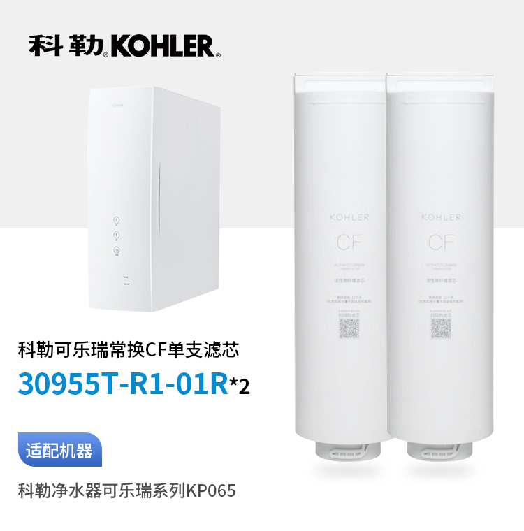 科勒（KOHLER）可乐瑞KP065净水器第一节滤芯两支（高端款）