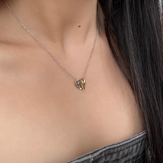 【爱意永恒·挚爱】爱心金银双拼色可抽拉项链 商品图2