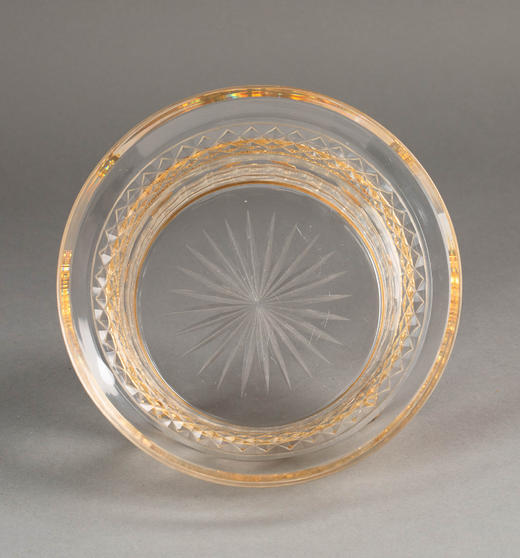 独角鹿西洋古董1870年代法国拿破仑三世时期出品狮首花环主题铜鎏金精雕装饰菱格纹切割水晶果樽 商品图4